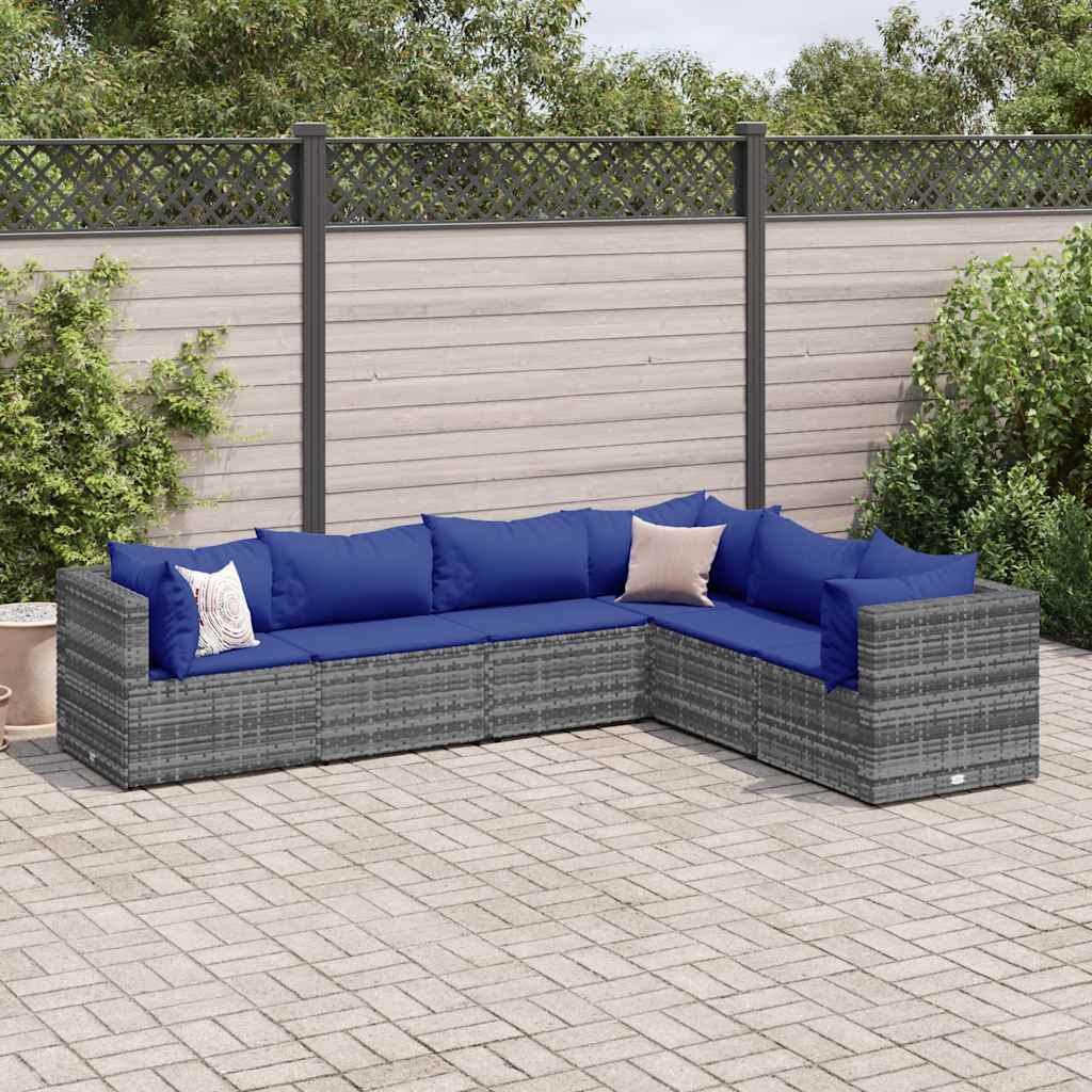 6-Delige Loungeset Met Kussens Poly Rattan